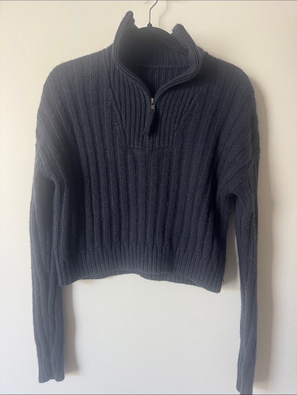 Naked cashmere cropped navy 1/2 zip sweater sz S